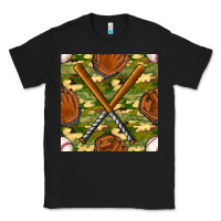 Black baseball bat and gloves with camouflage seamless pattern Classic Tee - BundleAndBundleShop