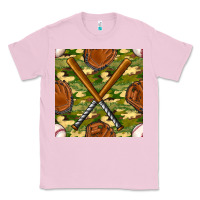 Bubblegum Pink baseball bat and gloves with camouflage seamless pattern Classic Tee - BundleAndBundleShop