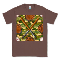 Chestnut baseball bat and gloves with camouflage seamless pattern Classic Tee - BundleAndBundleShop