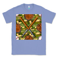 Colony Blue baseball bat and gloves with camouflage seamless pattern Classic Tee - BundleAndBundleShop