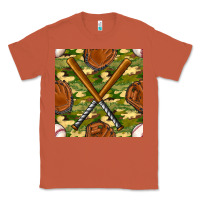 Copper baseball bat and gloves with camouflage seamless pattern Classic Tee - BundleAndBundleShop