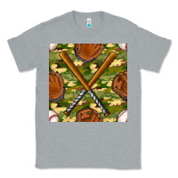 Heather Grey baseball bat and gloves with camouflage seamless pattern Classic Tee - BundleAndBundleShop