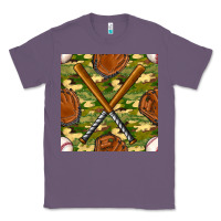 Lavender baseball bat and gloves with camouflage seamless pattern Classic Tee - BundleAndBundleShop