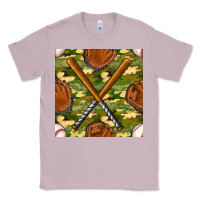 Lilac baseball bat and gloves with camouflage seamless pattern Classic Tee - BundleAndBundleShop