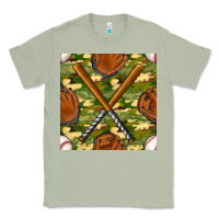 Matcha baseball bat and gloves with camouflage seamless pattern Classic Tee - BundleAndBundleShop