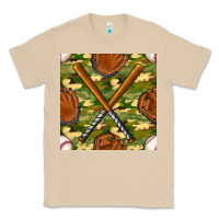 Mushroom baseball bat and gloves with camouflage seamless pattern Classic Tee - BundleAndBundleShop