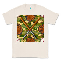 Natural baseball bat and gloves with camouflage seamless pattern Classic Tee - BundleAndBundleShop