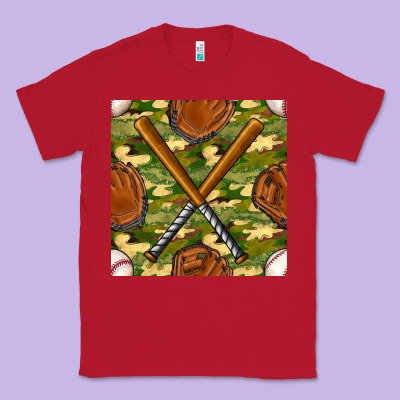 Baseball Bat And Gloves With Camouflage Seamless Pattern Classic Tee Designed By Bundleandbundleshop