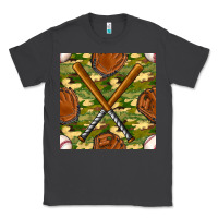 Smoke baseball bat and gloves with camouflage seamless pattern Classic Tee - BundleAndBundleShop