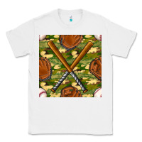 White baseball bat and gloves with camouflage seamless pattern Classic Tee - BundleAndBundleShop