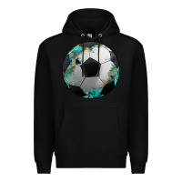 Black western sport soccer camouflage turquoise pattern Premium Hoodie - Artiststas