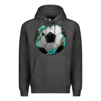 Charcoal Heather western sport soccer camouflage turquoise pattern Premium Hoodie - Artiststas