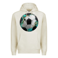 Oatmeal Heather western sport soccer camouflage turquoise pattern Premium Hoodie - Artiststas