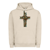 Pigment French Oak cross with thorn Urban Hoodie - BarkalooDesign
