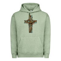 Pigment Oil Green cross with thorn Urban Hoodie - BarkalooDesign