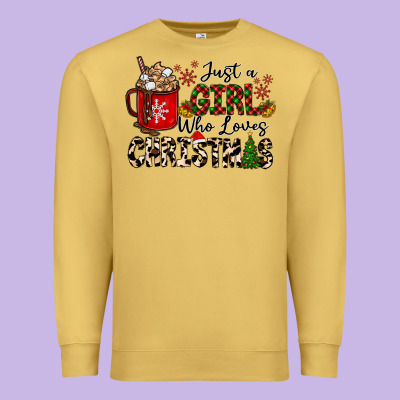 Just A Girl Who Loves Christmas Premium Sweatshirt Designed By Cowhidedigitalart