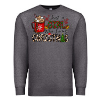 Charcoal Heather just a girl who loves christmas Premium Sweatshirt - CowhideDigitalArt