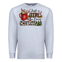 Heather Grey just a girl who loves christmas Premium Sweatshirt - CowhideDigitalArt