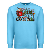 Ocean Blue just a girl who loves christmas Premium Sweatshirt - CowhideDigitalArt