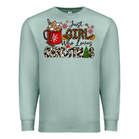 Seafoam just a girl who loves christmas Premium Sweatshirt - CowhideDigitalArt