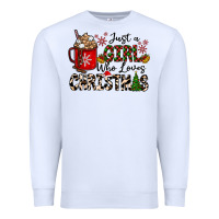 White just a girl who loves christmas Premium Sweatshirt - CowhideDigitalArt