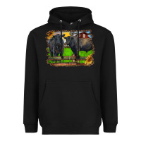 Black black angus cattle and bull in barnyard Heavyweight Hoodie - RanaPortraitStore