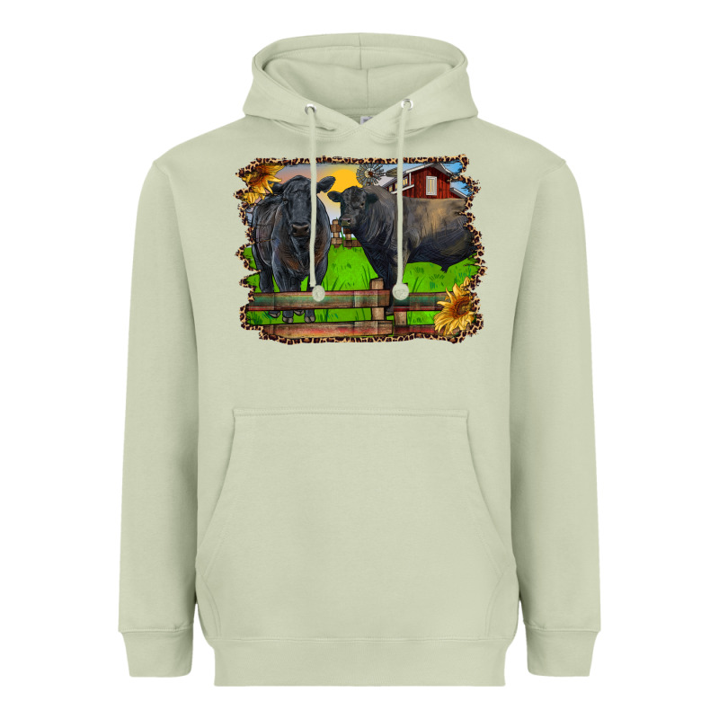 Black Angus Cattle And Bull In Barnyard Heavyweight Hoodie by RanaPortraitStore | Teevron