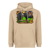 Mushroom black angus cattle and bull in barnyard Heavyweight Hoodie - RanaPortraitStore