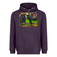 Plum black angus cattle and bull in barnyard Heavyweight Hoodie - RanaPortraitStore