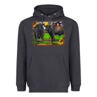 Smoke black angus cattle and bull in barnyard Heavyweight Hoodie - RanaPortraitStore