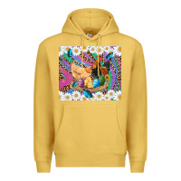 Antique Gold easter farm chicken chick rooster daisys butterfly sunflower eggs glit Premium Hoodie - Artiststas