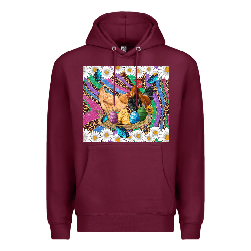 Easter Farm Chicken Chick Rooster Daisys Butterfly Sunflower Eggs Glit Premium Hoodie by Artiststas | Teevron