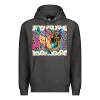 Charcoal Heather easter farm chicken chick rooster daisys butterfly sunflower eggs glit Premium Hoodie - Artiststas