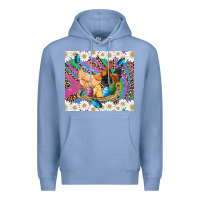 Colony Blue easter farm chicken chick rooster daisys butterfly sunflower eggs glit Premium Hoodie - Artiststas