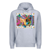 Heather Grey easter farm chicken chick rooster daisys butterfly sunflower eggs glit Premium Hoodie - Artiststas