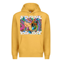 Mustard easter farm chicken chick rooster daisys butterfly sunflower eggs glit Premium Hoodie - Artiststas