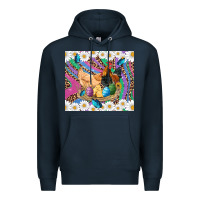 Navy easter farm chicken chick rooster daisys butterfly sunflower eggs glit Premium Hoodie - Artiststas