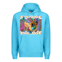 Ocean Blue easter farm chicken chick rooster daisys butterfly sunflower eggs glit Premium Hoodie - Artiststas