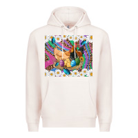 Pale Pink easter farm chicken chick rooster daisys butterfly sunflower eggs glit Premium Hoodie - Artiststas