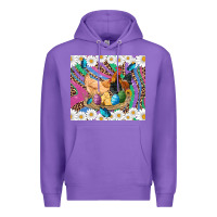 Purple easter farm chicken chick rooster daisys butterfly sunflower eggs glit Premium Hoodie - Artiststas