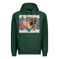 Sports Green easter farm chicken chick rooster daisys butterfly sunflower eggs glit Premium Hoodie - Artiststas