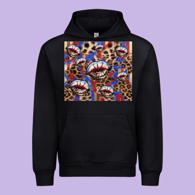 American Flag Lips Leopard Urban Hoodie Designed By Nancycooperartshop