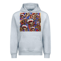Heather Grey american flag lips leopard Urban Hoodie - NancyCooperArtShop