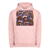 Pigment Salmon american flag lips leopard Urban Hoodie - NancyCooperArtShop