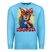 Ocean Blue Meowica 4th of july Premium Sweatshirt - CowGirlArtShop
