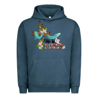 Pigment Midnight Navy he is risen cross Urban Hoodie - BarkalooDesign