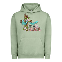 Pigment Oil Green he is risen cross Urban Hoodie - BarkalooDesign