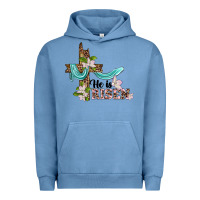 Pigment Pebble Blue he is risen cross Urban Hoodie - BarkalooDesign