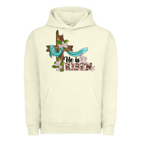 Pigment Pistachio he is risen cross Urban Hoodie - BarkalooDesign