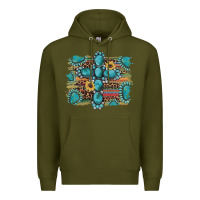Army Green western gemstone cross sunflowers serape leopard glitter Premium Hoodie - Artiststas